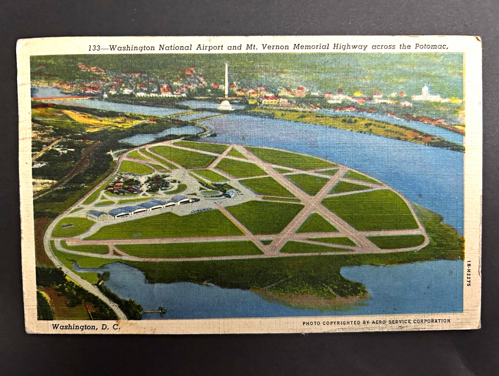 Washington National Airport DC Aerial View Postcard Posted 1943 Potomac river Washington National Airport DC Aerial View Postcard Posted 1943 Potomac river