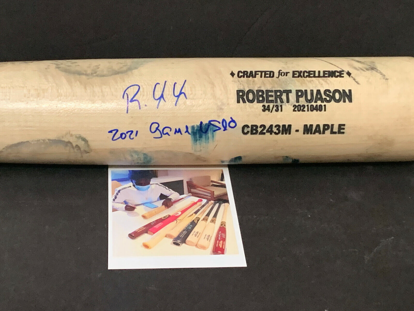 Robert Puason Oakland A's Auto Signed 2021 Game Used Un-Cracked Bat 