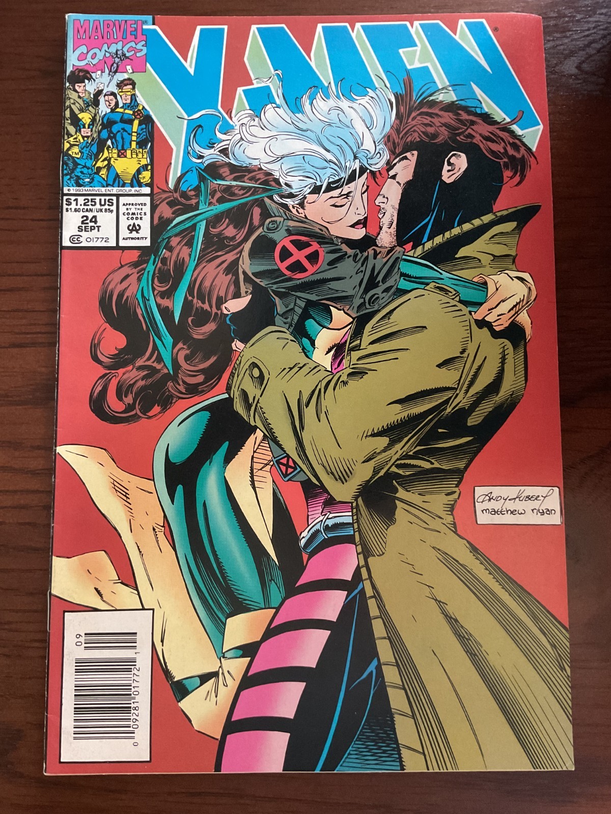 X-MEN #24 1993 ANDY KUBERT GAMBIT ROGUE KISS CLASSIC COVER BEAUTIFUL CVR X-MEN #24 1993 ANDY KUBERT GAMBIT ROGUE KISS CLASSIC COVER BEAUTIFUL CVR