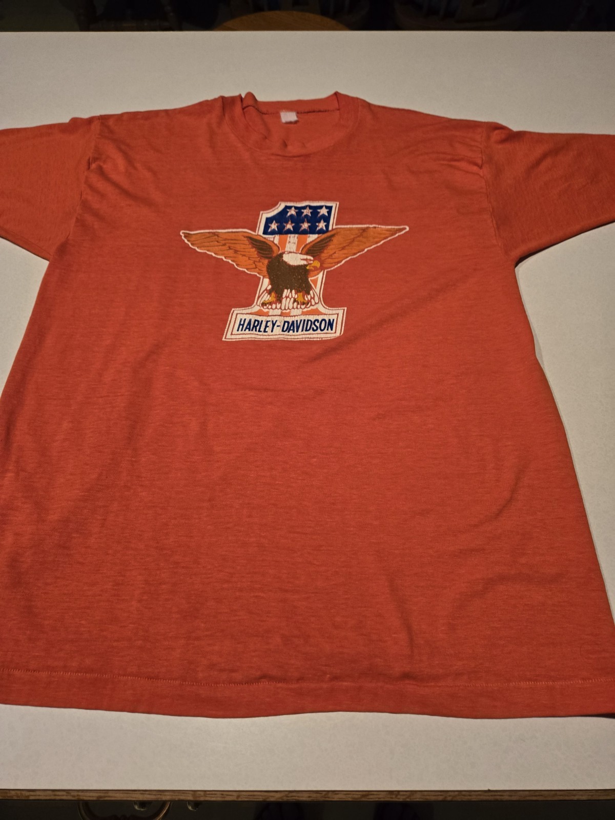 Men's Vintage Harley Davidson 1980's Number 1 Graphic  Short Sleeve T-shirt Sz L