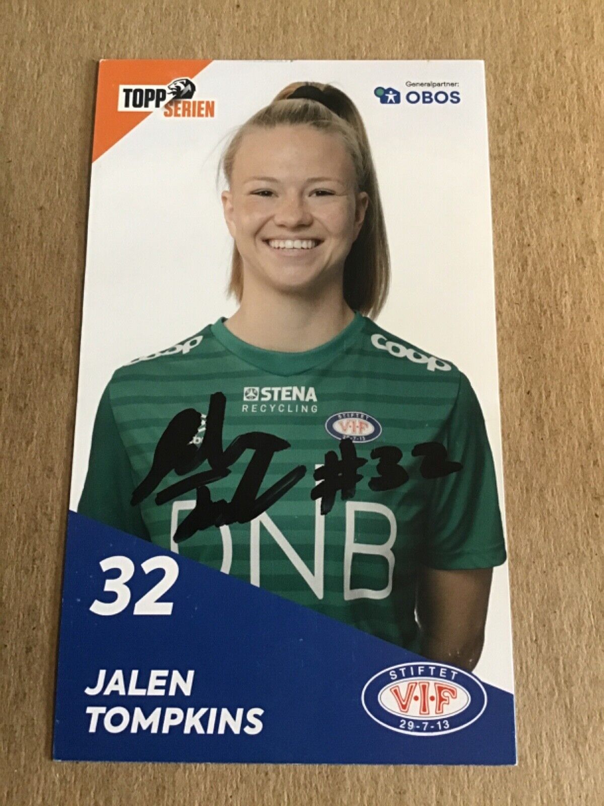 Jalen Tomkins, USA 🇺🇸 Valerenga IF Women 2020/21 hand signed