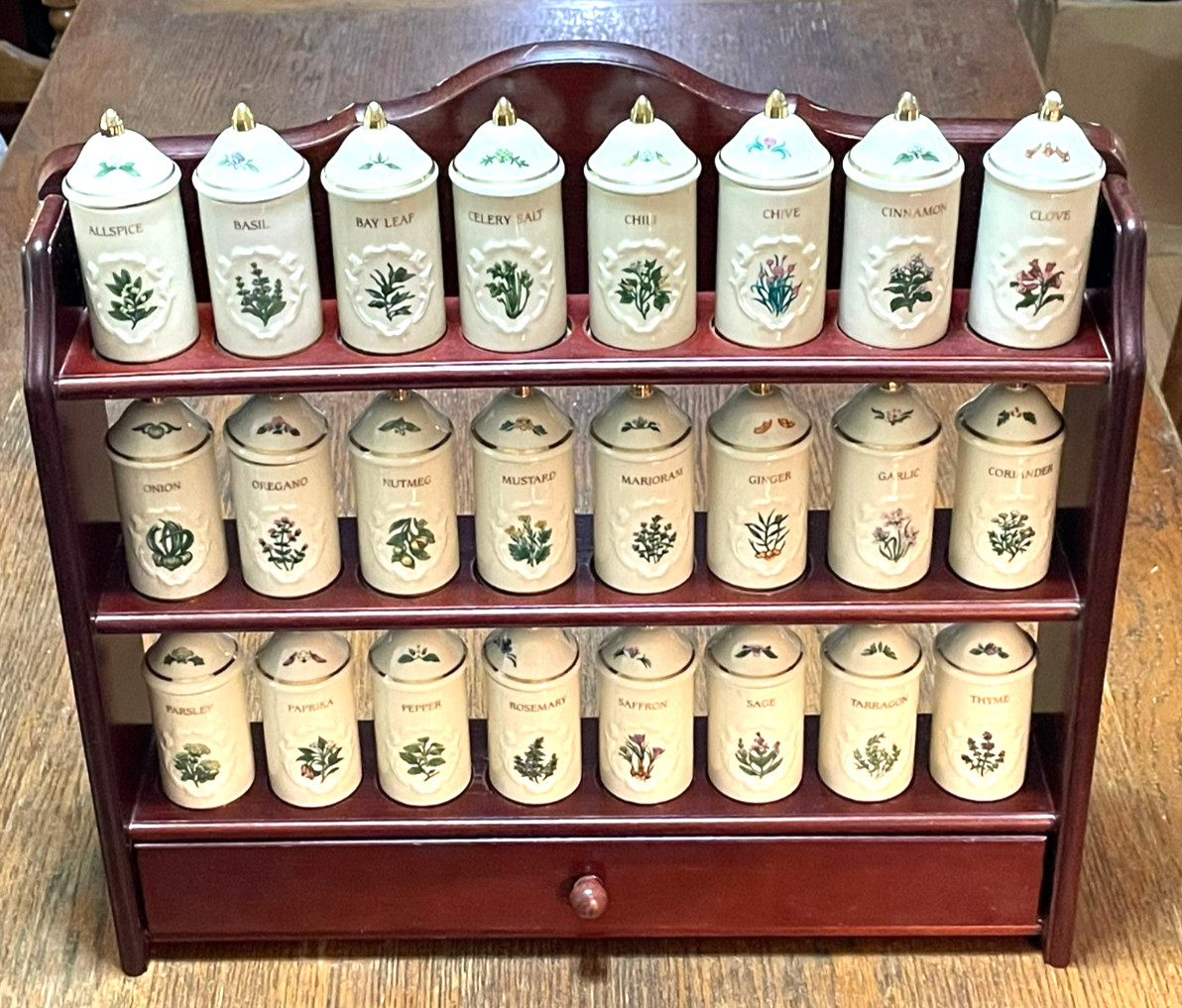 VINTAGE 1992 LENOX FULL SPICE GARDEN PORCELAIN SPICE JAR COLLECTION 24 pcs. VINTAGE 1992 LENOX FULL SPICE GARDEN PORCELAIN SPICE JAR COLLECTION 24 pcs.