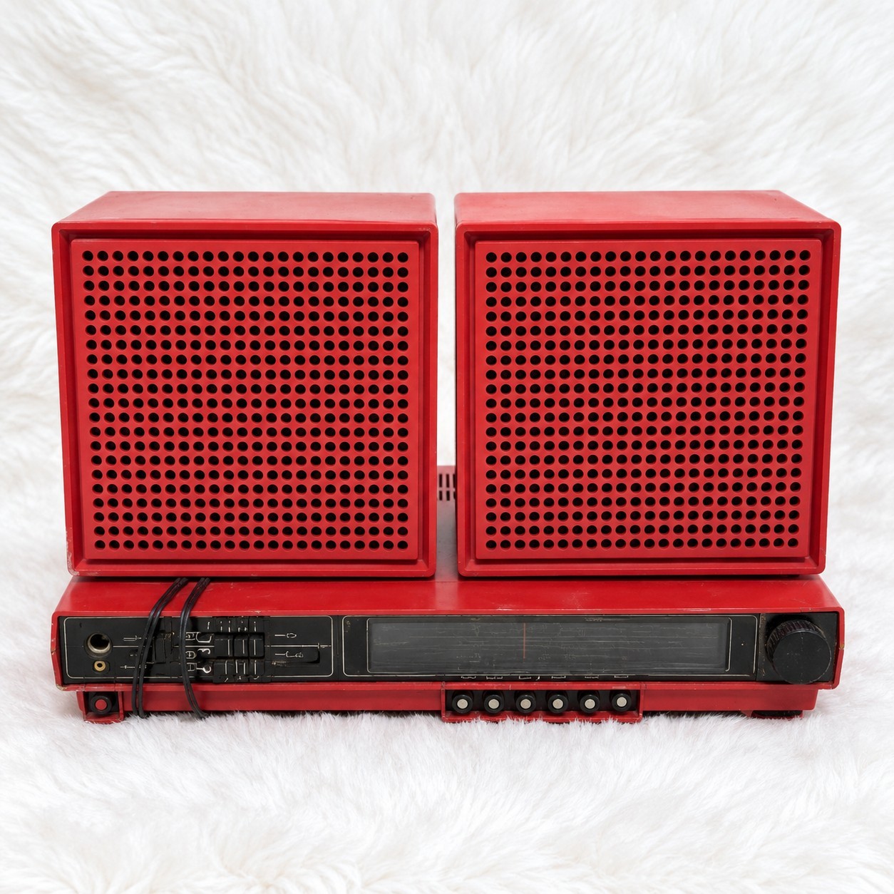 Vintage Stereo System Red with 2 Speakers - Tested and Working