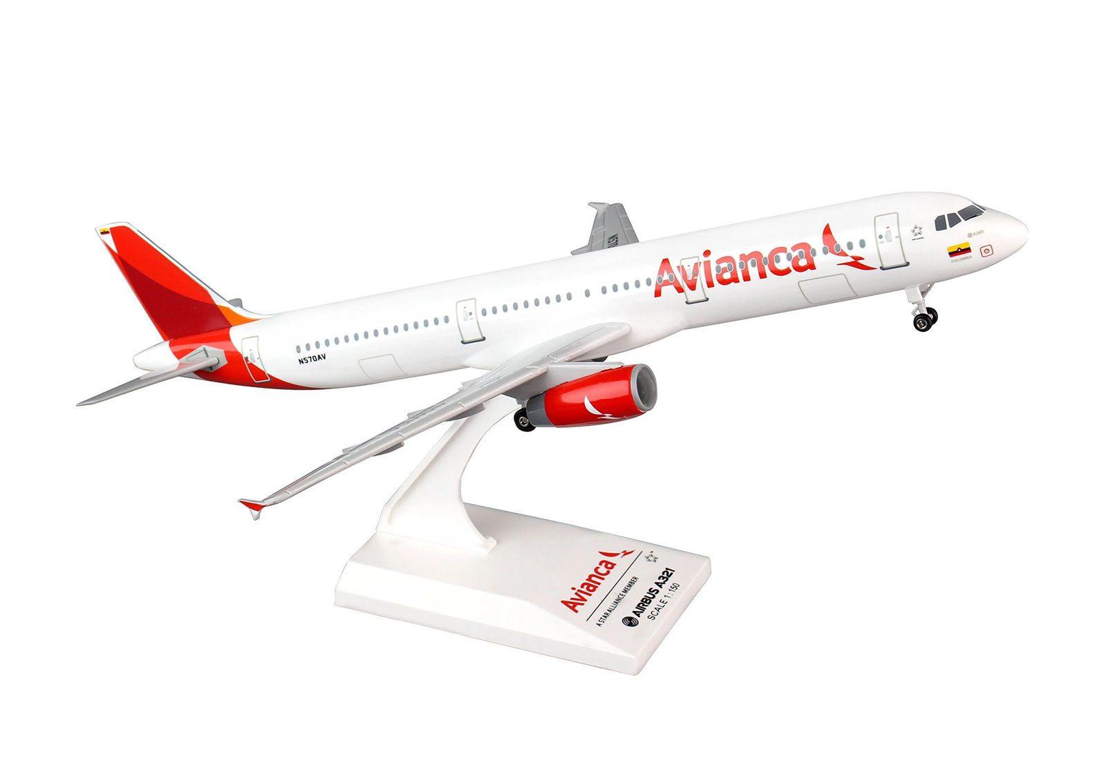 Skymarks SKR801 Avianca Airbus A321-200 N570AV Desk Top Model 1/150 AV Airplane Skymarks SKR801 Avianca Airbus A321-200 N570AV Desk Top Model 1/150 AV Airplane
