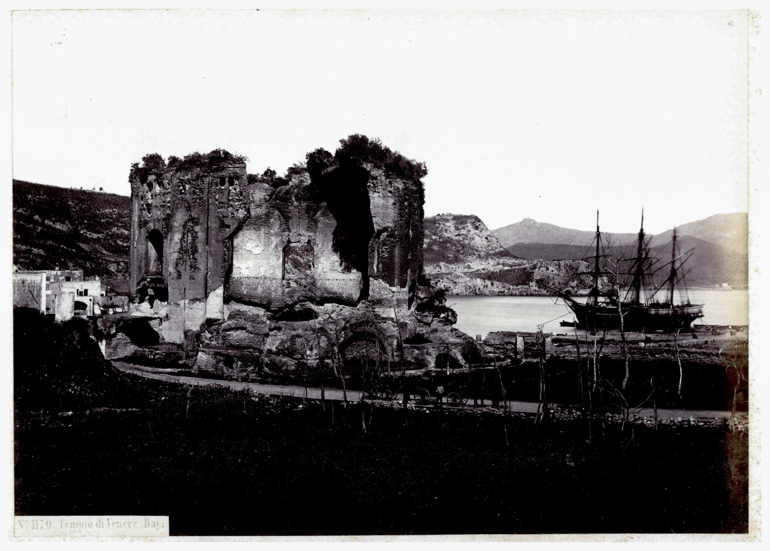 Italy, Baja, Tempio di Venere Vintage Print, Albumen Print 18x25.5 C