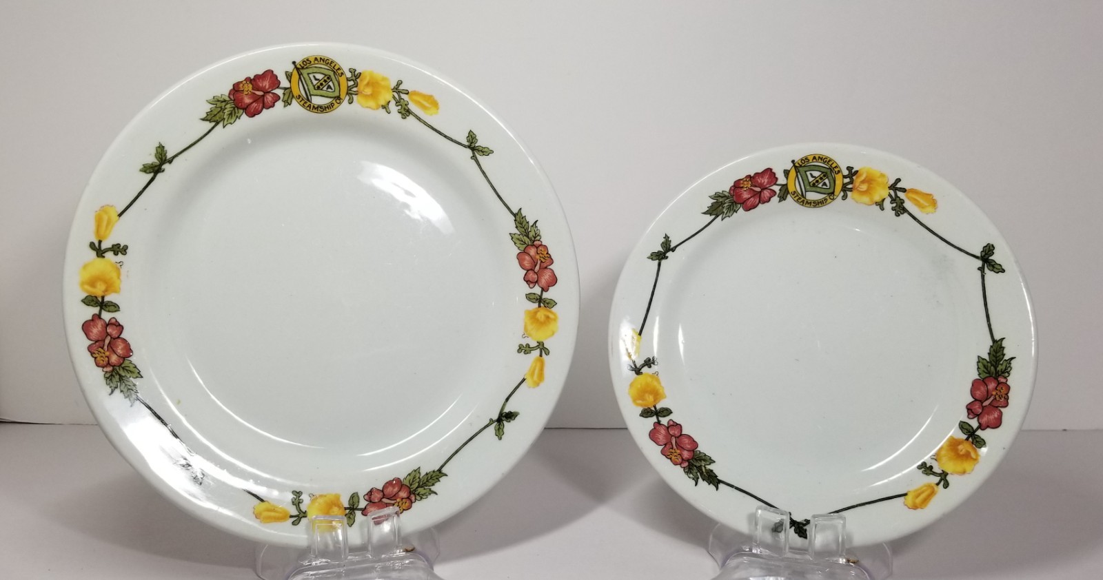 Vintage Los Angeles Steamship Co. Restaurant Ware Hibiscus & Poppies Set of 2 Vintage Los Angeles Steamship Co. Restaurant Ware Hibiscus & Poppies Set of 2