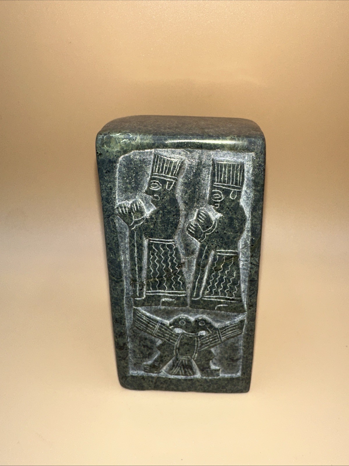 HAND-CARVED STONE REPLICA, ANCIENT HITTITE EMPIRE HIEROGLYPHIC ARTIFACT