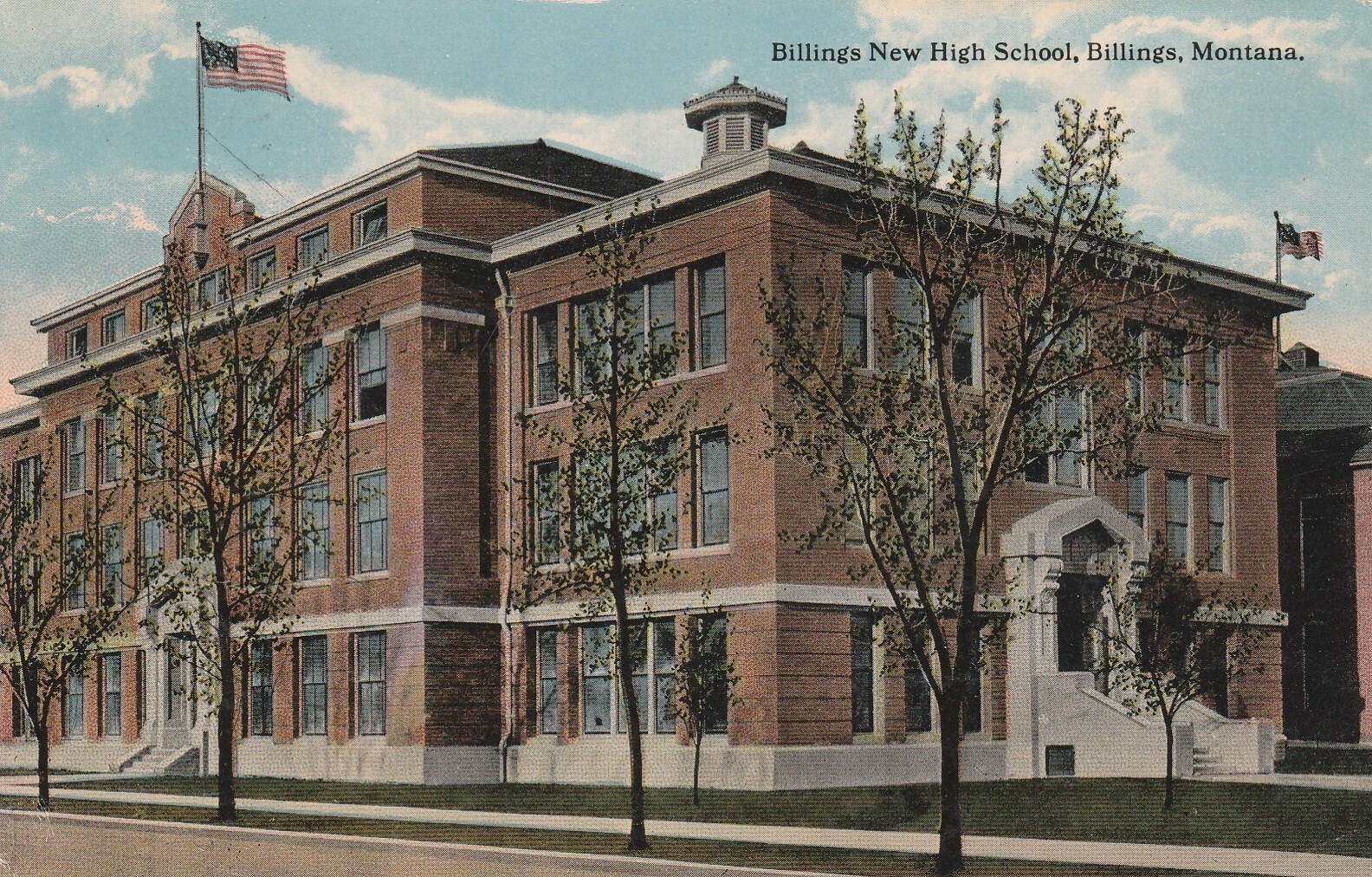 1914 Billings New High School Building Exterior Billings Montana MT Postcard 1914 Billings New High School Building Exterior Billings Montana MT Postcard