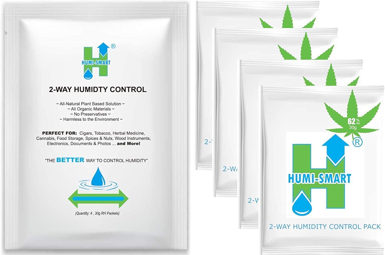 Humi-Smart 62% RH 2-Way Humidity Control Packet – 30 Gram 4 Pack Humi-Smart 62% RH 2-Way Humidity Control Packet – 30 Gram 4 Pack