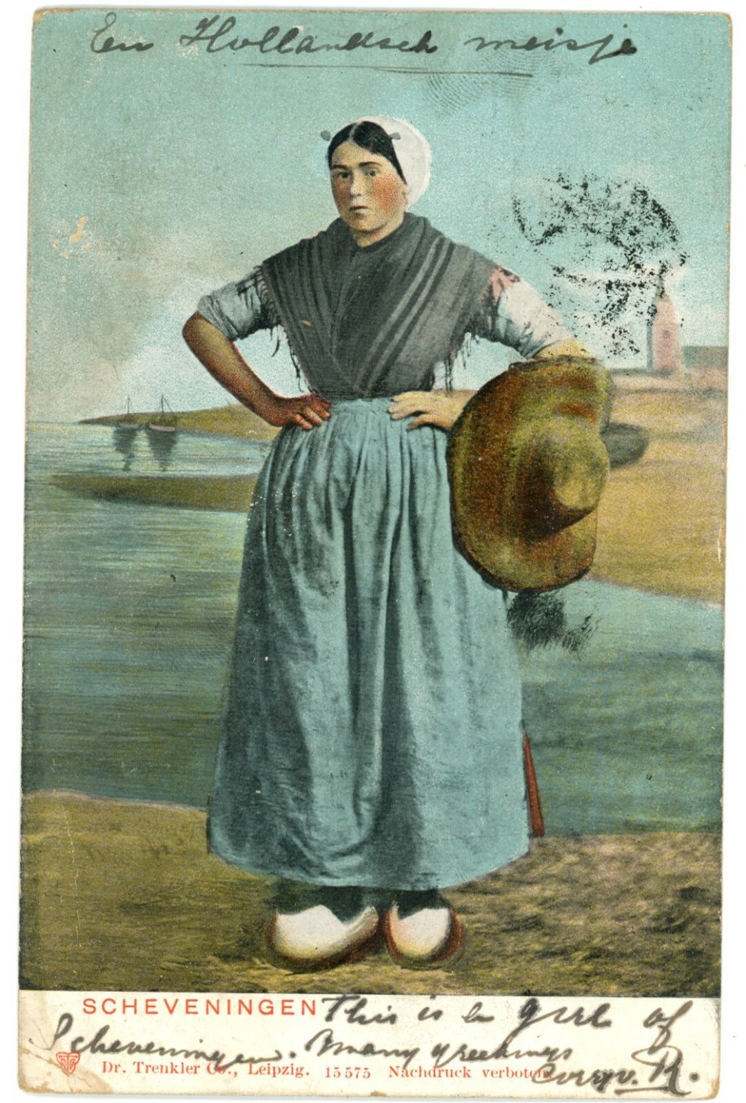 Scheveningen Netherlands Dutch Girl Costume UDB Postcard 1907 Dr Trenkler Co Scheveningen Netherlands Dutch Girl Costume UDB Postcard 1907 Dr Trenkler Co