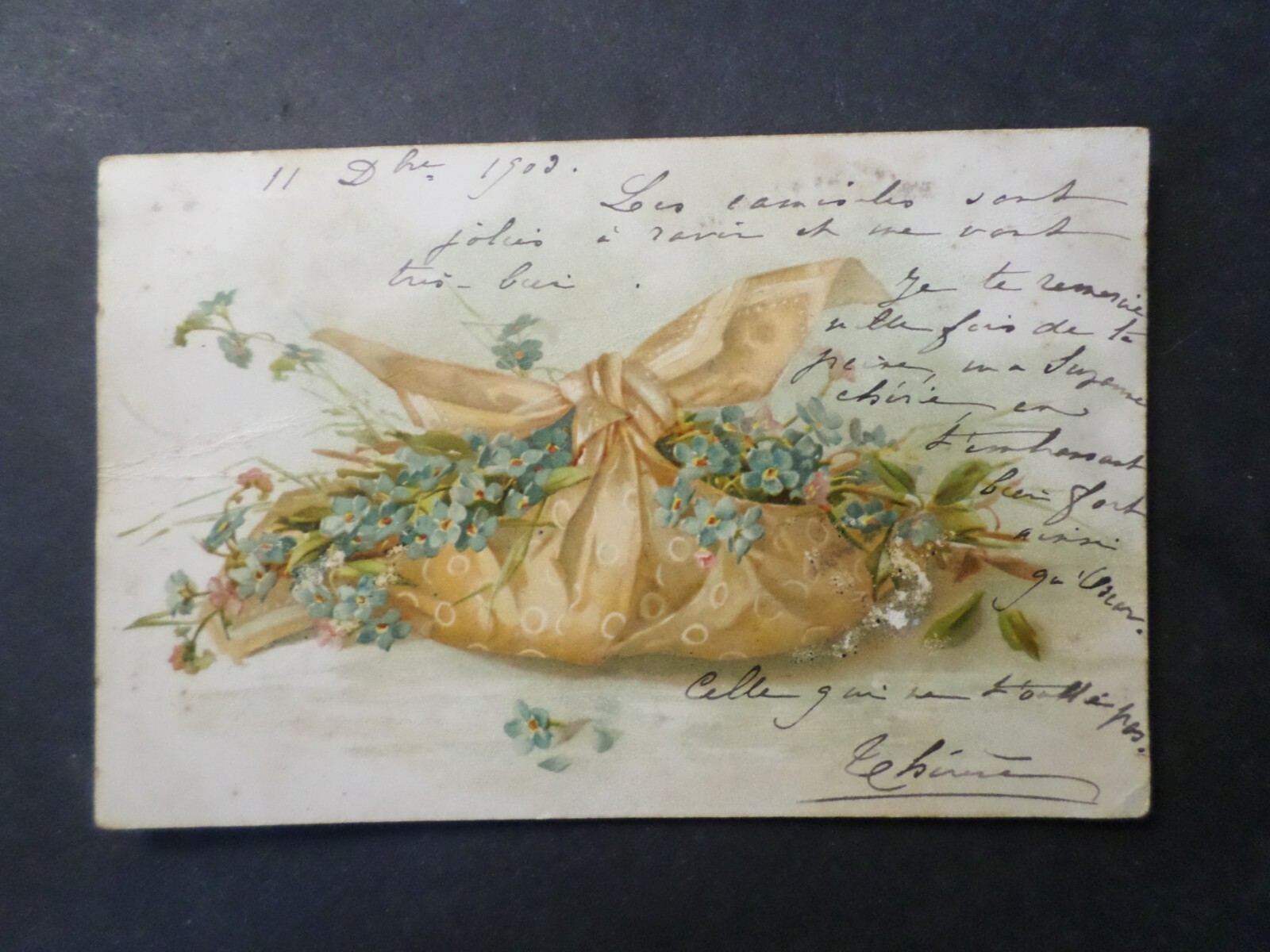 CPA Fantasy Traveled Guadeloupe, Flowers 1903, VF Old Postcard