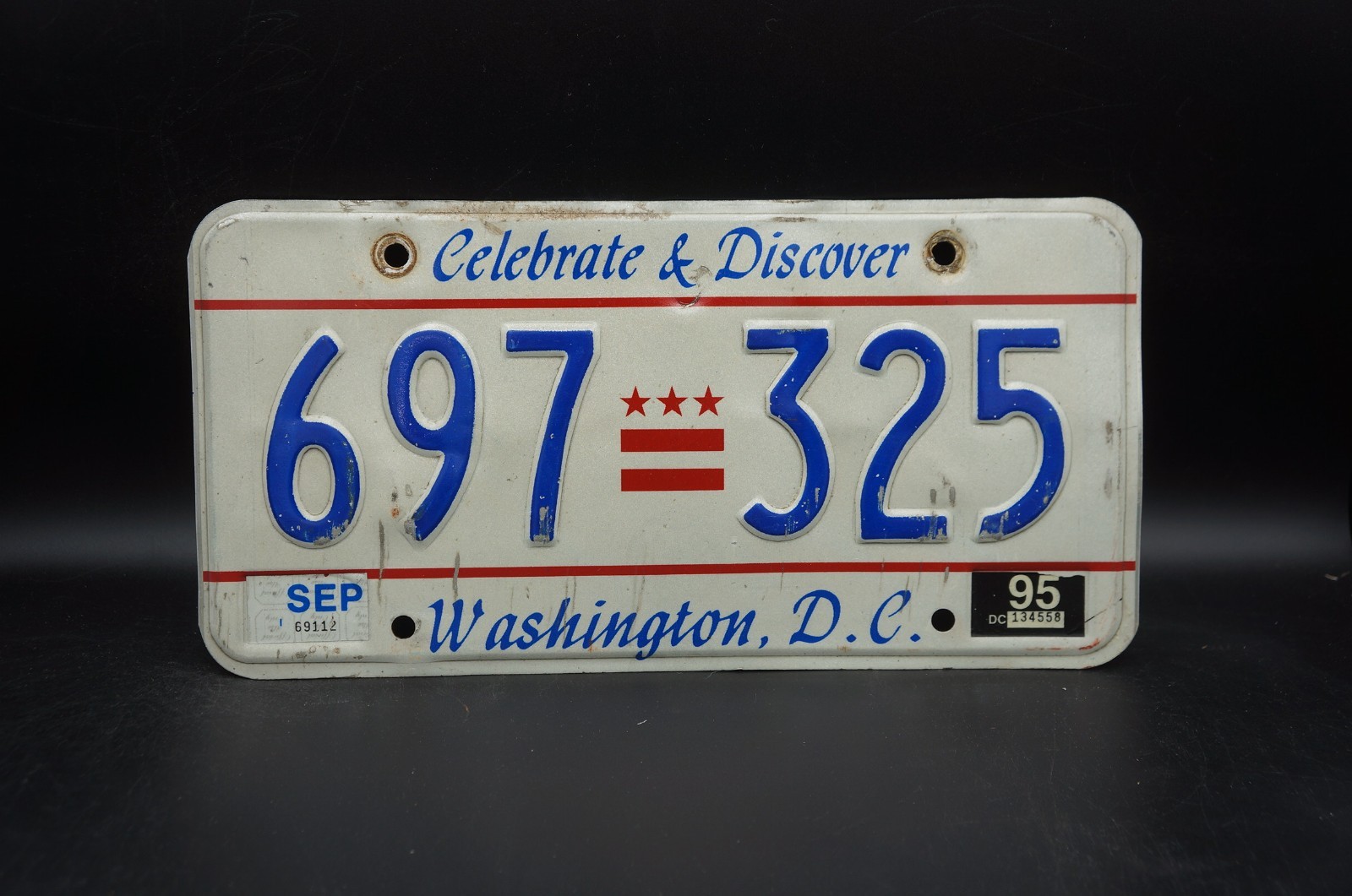 1995 Washington DC District of Columbia Vintage License Plate Celebrate Discover 1995 Washington DC District of Columbia Vintage License Plate Celebrate Discover