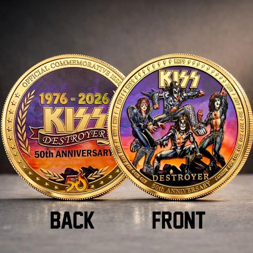 Official KISS Destroyer 50th Anniversary Coin 1976-2026 Gold Challenge Coin Band Official KISS Destroyer 50th Anniversary Coin 1976-2026 Gold Challenge Coin Band