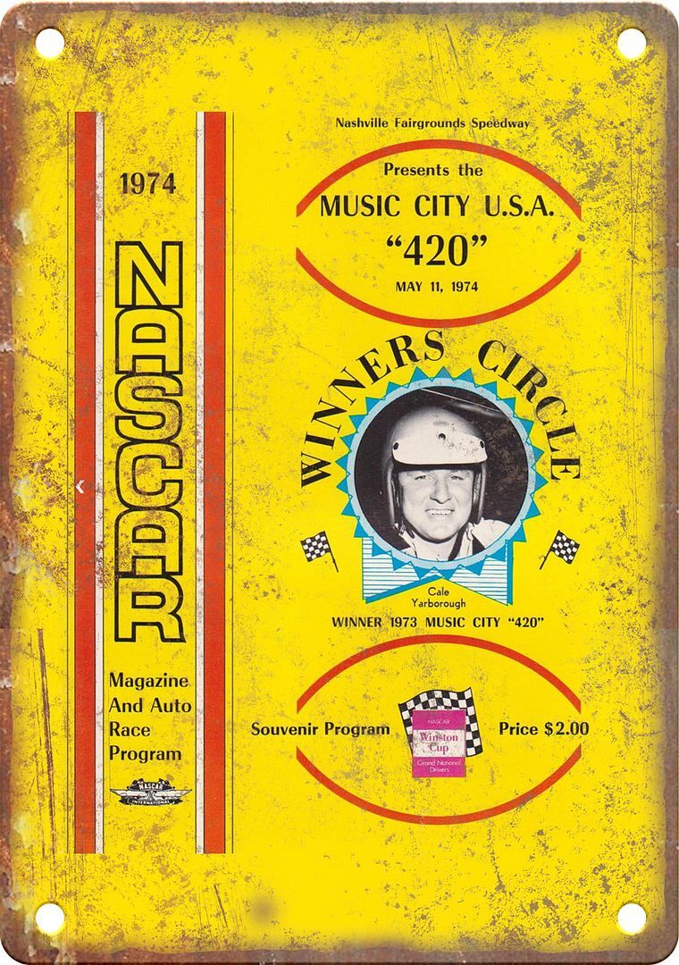 Music City 420 Vintage Racing Program Reproduction Metal Sign A1143 Music City 420 Vintage Racing Program Reproduction Metal Sign A1143