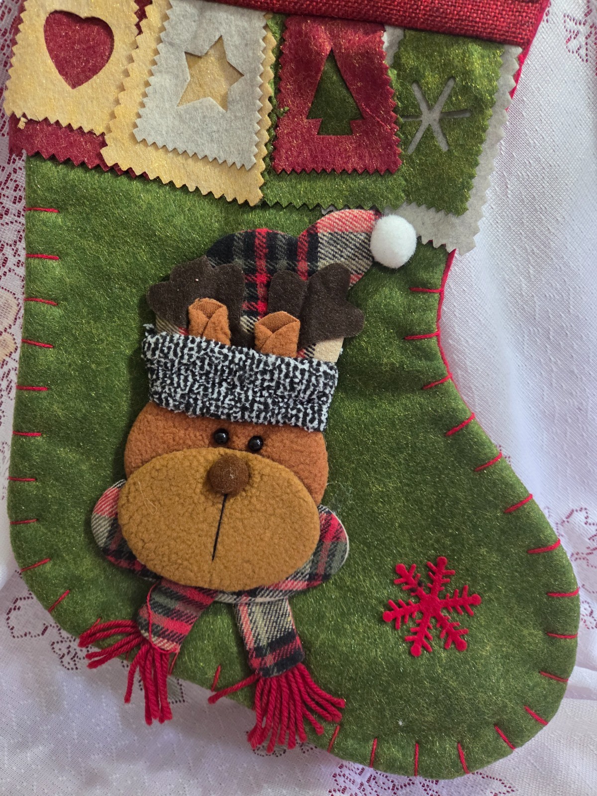 Gorgeous 18 in 3D Reindeer Christmas Stocking Gorgeous 18 in 3D Reindeer Christmas Stocking