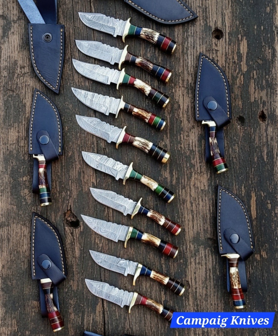 Lot of 20 Custom Handmade Damascus Steel Knifes 6 Inches Sharp Blade With Sheath Lot of 20 Custom Handmade Damascus Steel Knifes 6 Inches Sharp Blade With Sheath