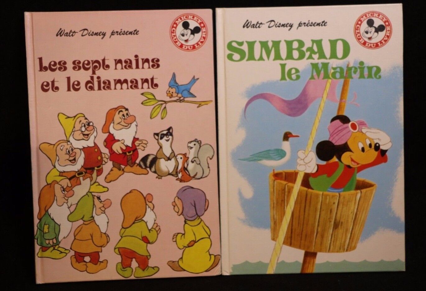 Walt Disney Club Mickey French books Sinbad Marin SNOW WHITE 7 Dwarfs 1978 + VTG