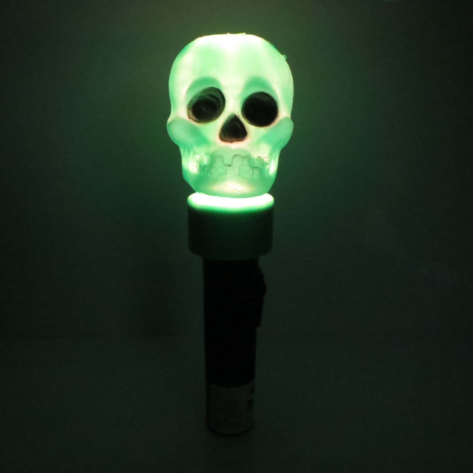 Vintage Green BLINKY Skull Lite Halloween Blow Mold Flashlight