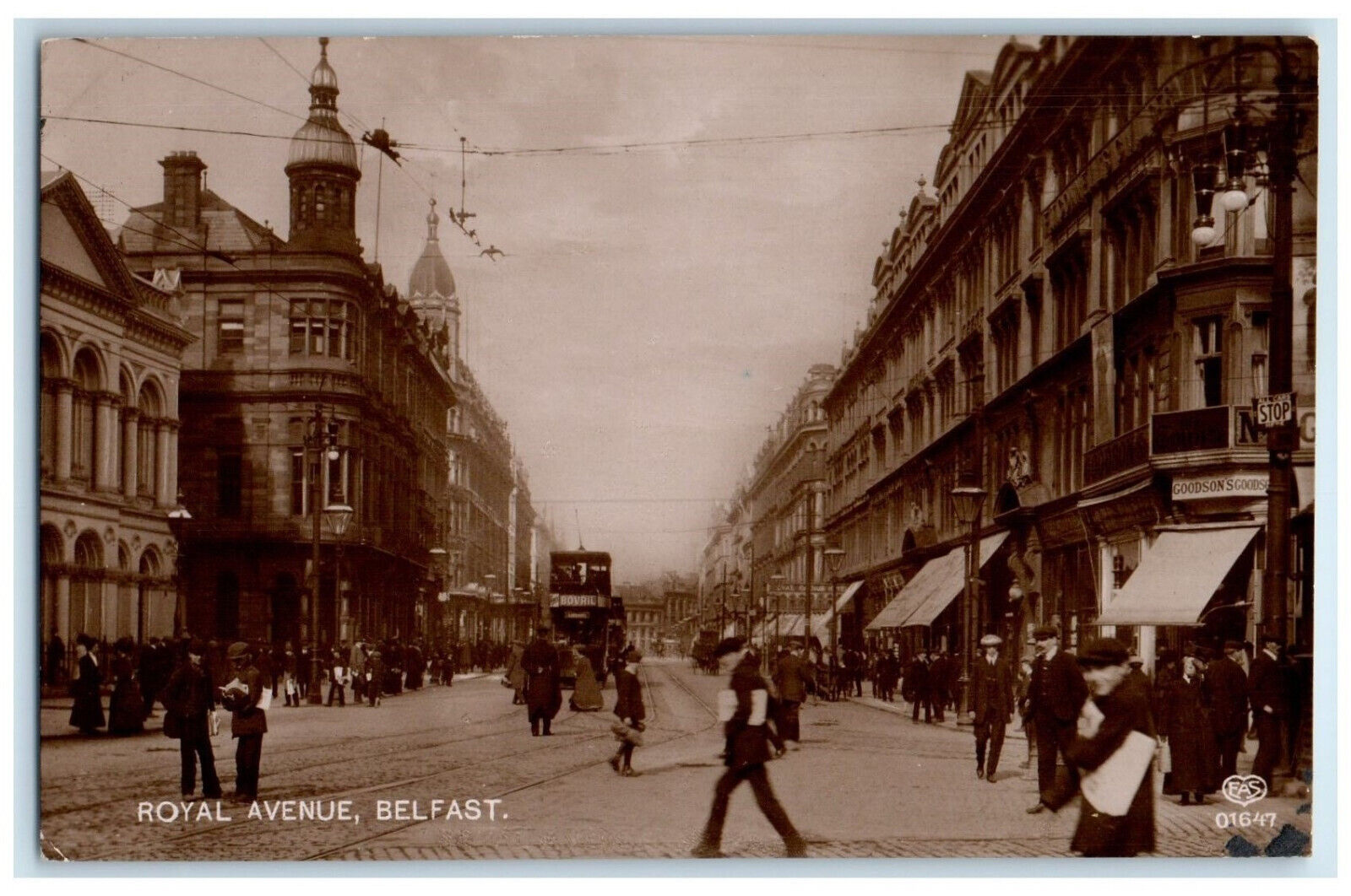 c1910 Royal Avenue Belfast Northern Ireland Trolley Car RPPC Photo Postcard