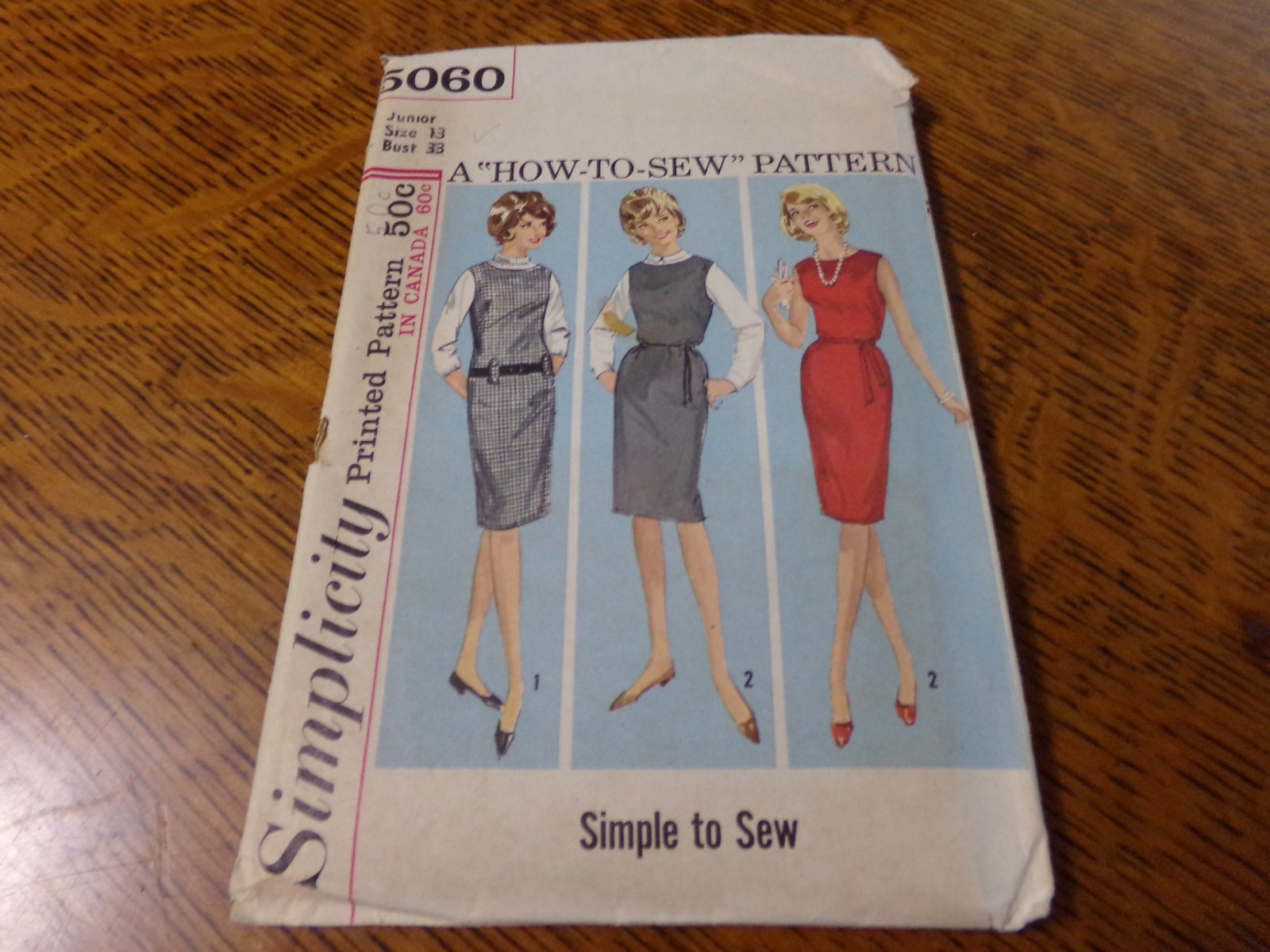 1960\'s Simplicity Junior straight line jumper or dress pattern, complete size 13