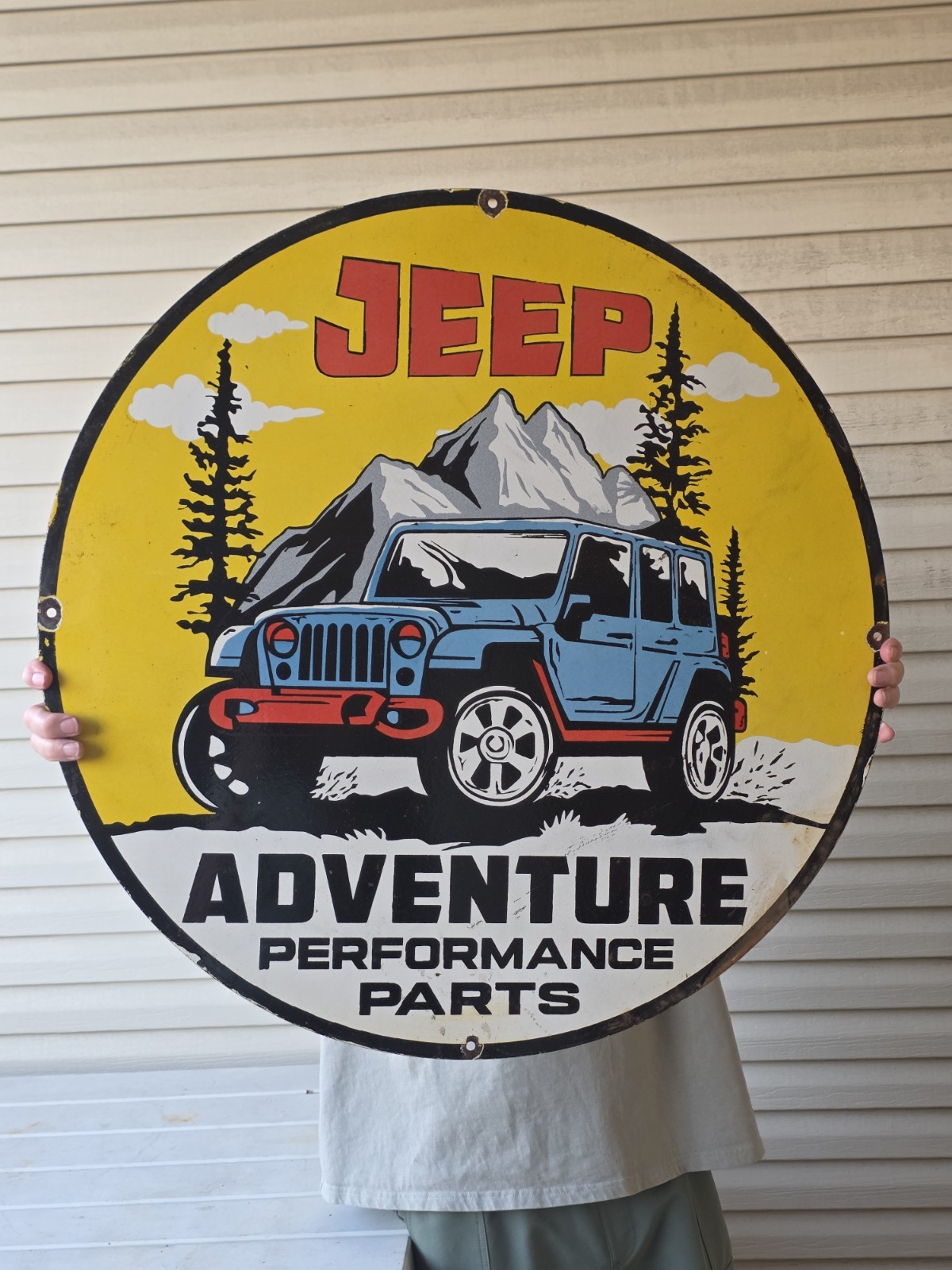 HUGE VINTAGE JEEP ADVENTURE PERFORMANCE PARTS PORCELAIN METAL SIGN 29 HUGE VINTAGE JEEP ADVENTURE PERFORMANCE PARTS PORCELAIN METAL SIGN 29