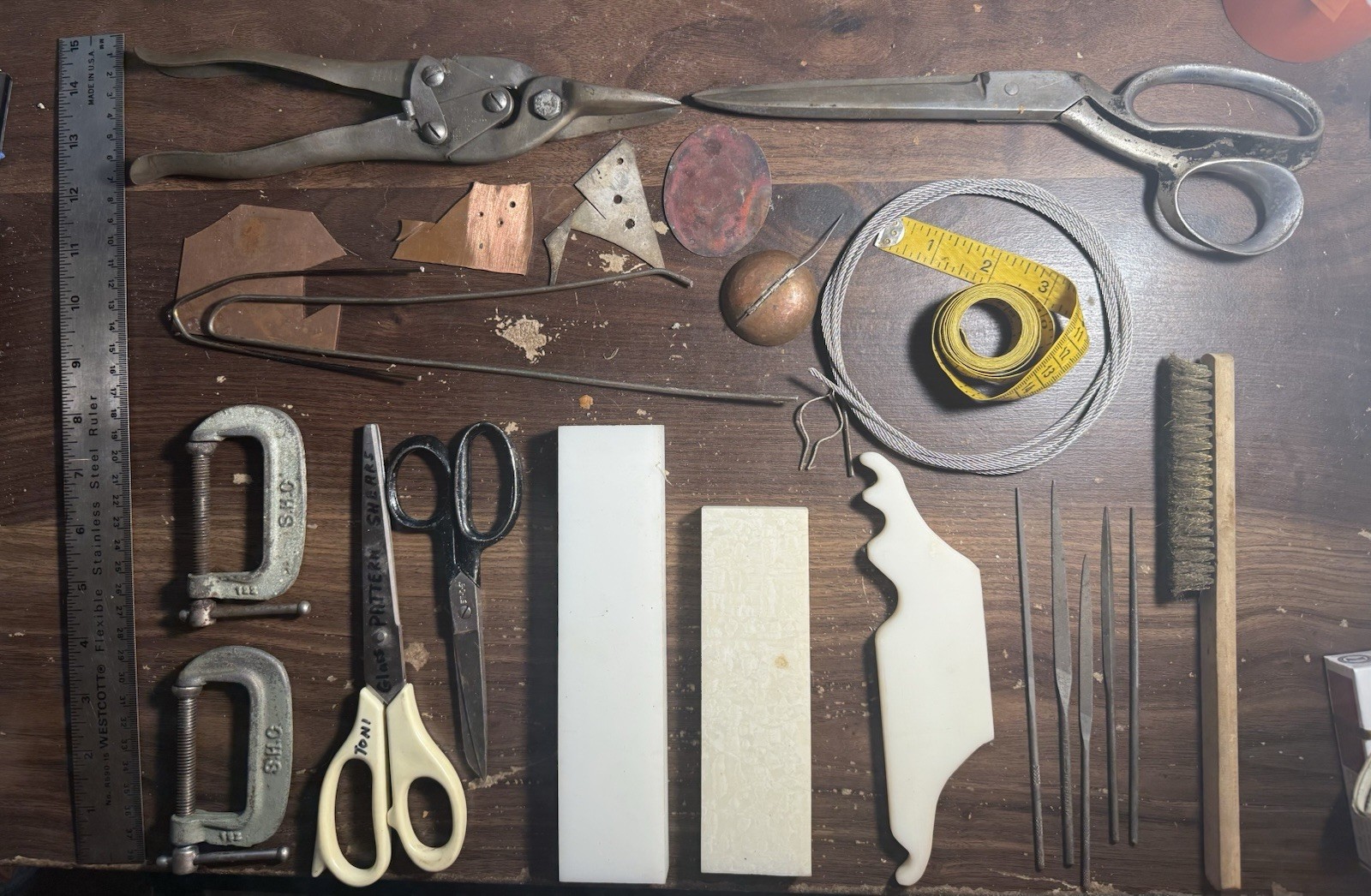 Vntg Premium Bench Tool Lot Wiss Snips, Gingher, Mika Stained Glass, F-dick File