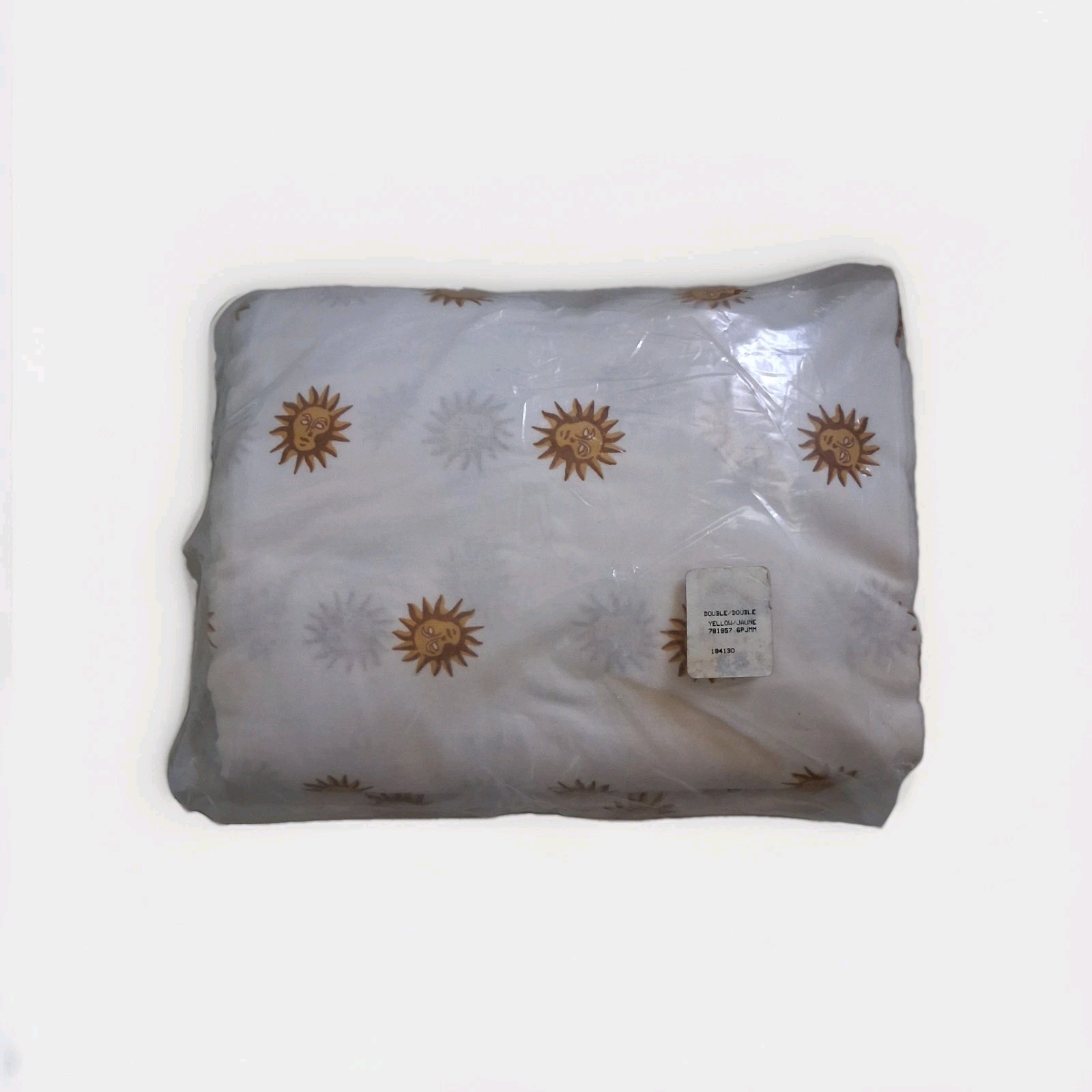 Vtg 90s Springs Celestial Sun Sheet Set Dbl White Yellow Sunshine Whimsigoth Y2K