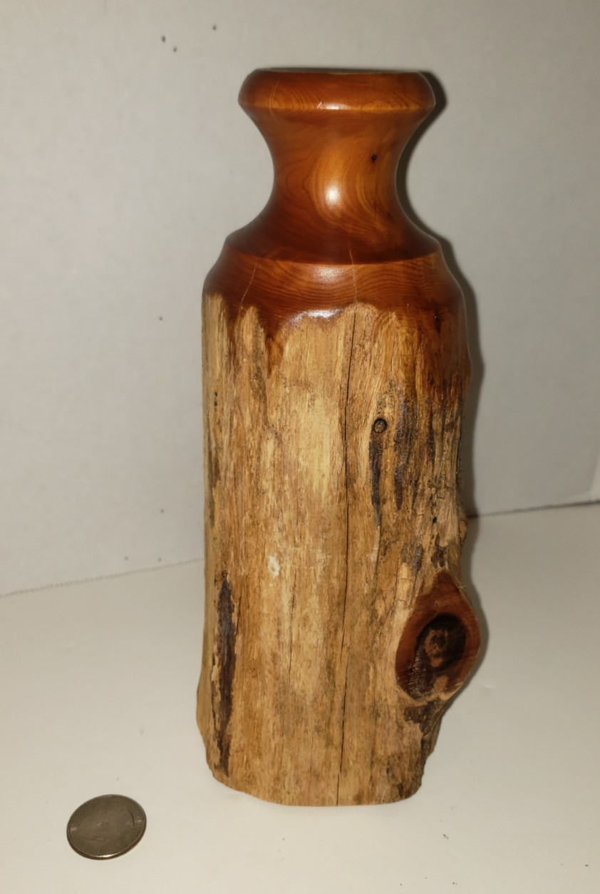 Vtg MCM MUIRWOODS California Hand Turned Redwood Wood Bud Vase Weed Pot Rustic Vtg MCM MUIRWOODS California Hand Turned Redwood Wood Bud Vase Weed Pot Rustic
