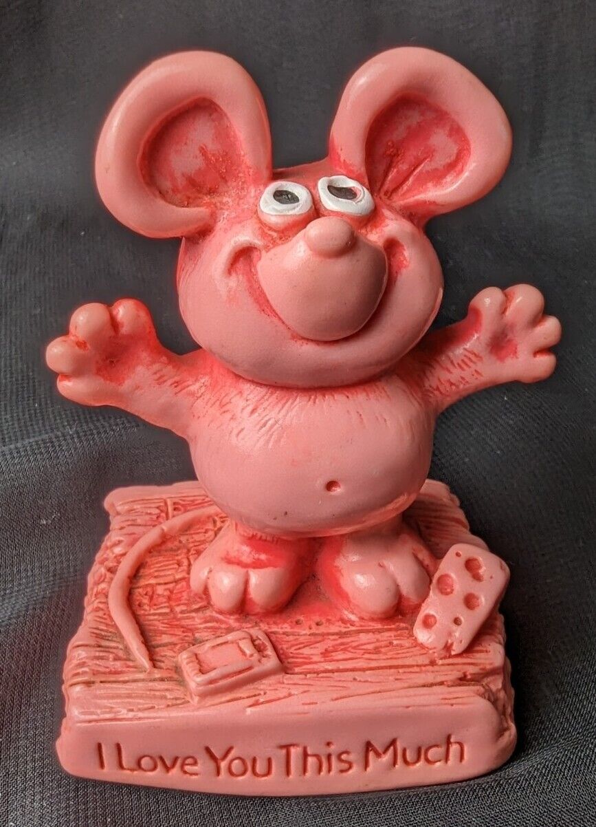 Vintage I Love You This Much ❤️ Pink Mouse Figure ❤️Great American Dream Co 1976
