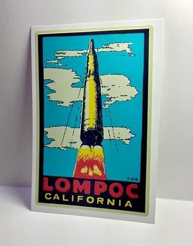 Lompoc California Vintage Style Travel Decal / Vinyl Sticker, Luggage Label