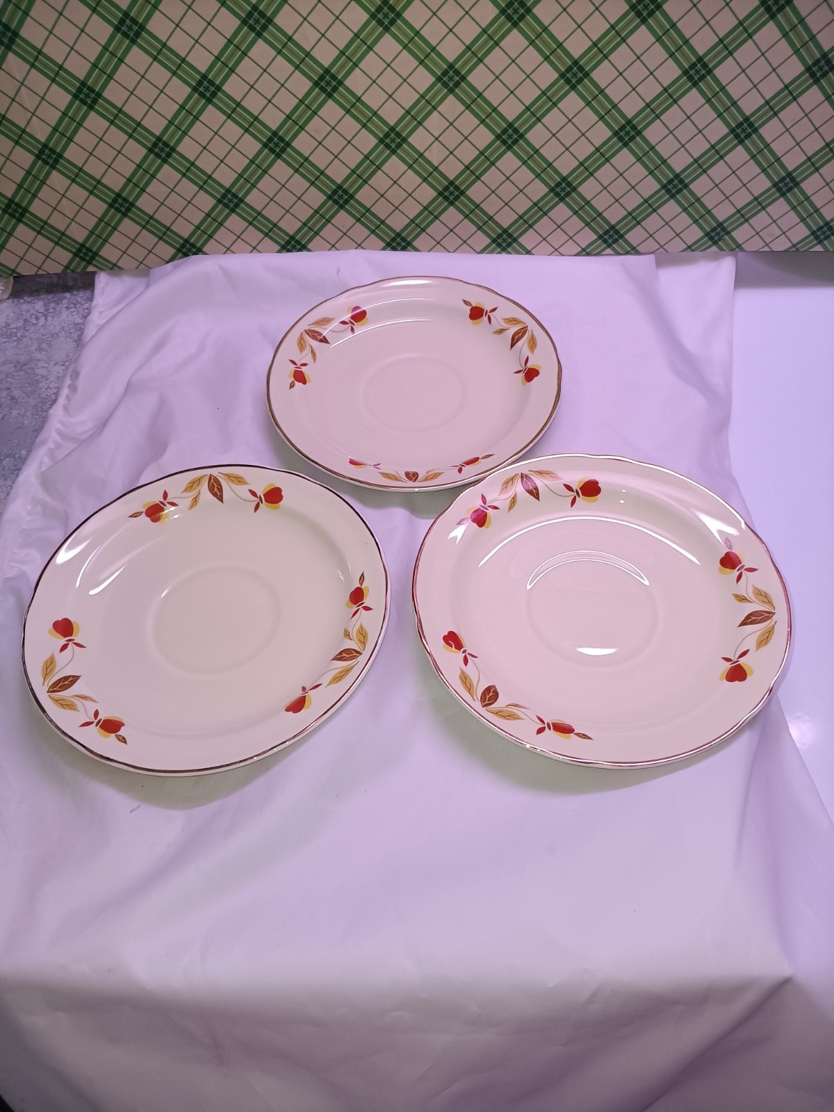 VTG Set of 3 Hall\'s Superior Jewel Tea Autumn Leaf Saucer 6\ VTG Set of 3 Hall\'s Superior Jewel Tea Autumn Leaf Saucer 6\