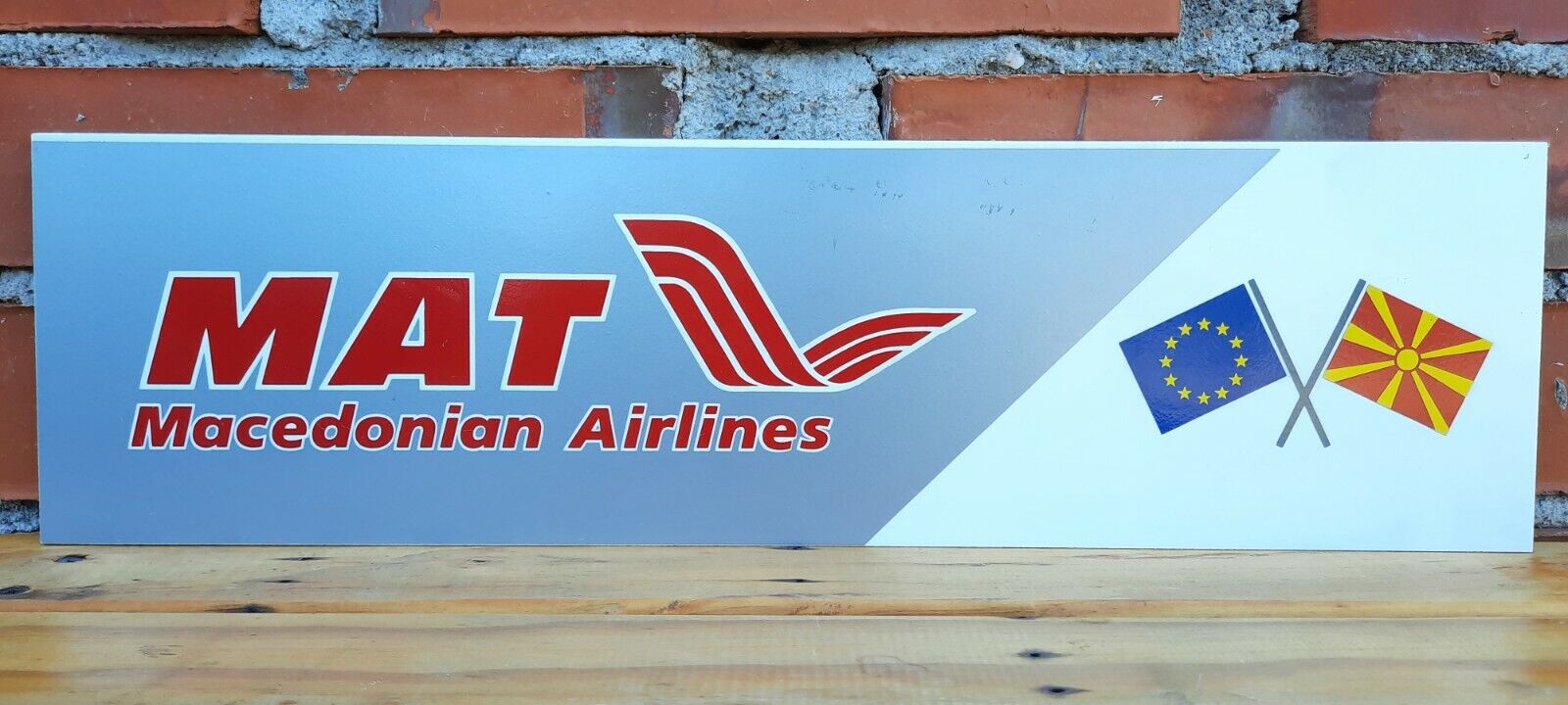 Rare MAT Macedonian Airlines Air Aviation Airport Advertising Sign Macedonia