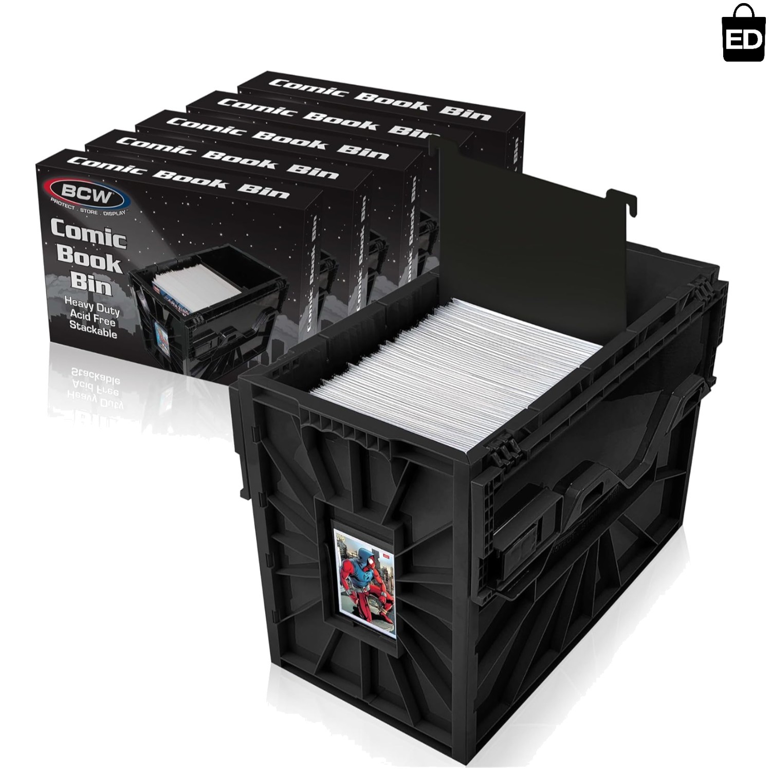Secure and Convenient Comic Organization - Stackable Bins, Acid-Free, 5 Pack