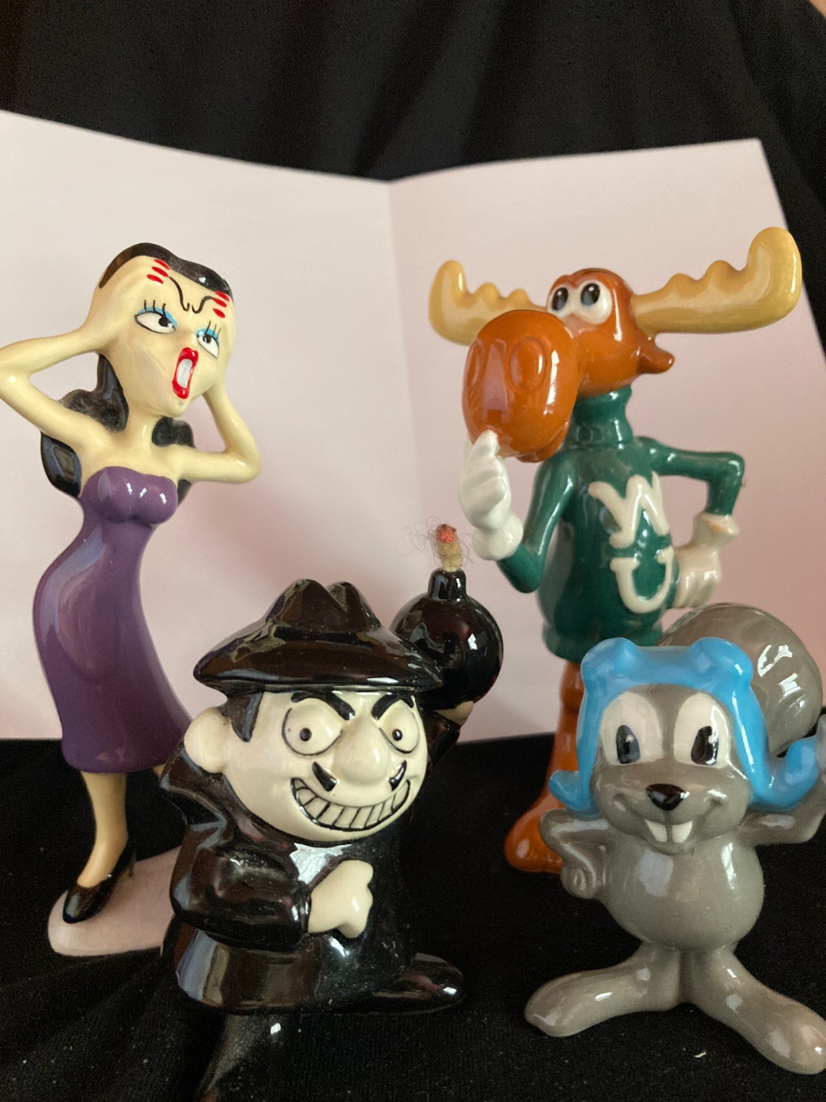 Vintage ~ Rocky & Bullwinkle & Boris Badenov Ceramic Jay Ward Figurine Lot Vintage ~ Rocky & Bullwinkle & Boris Badenov Ceramic Jay Ward Figurine Lot