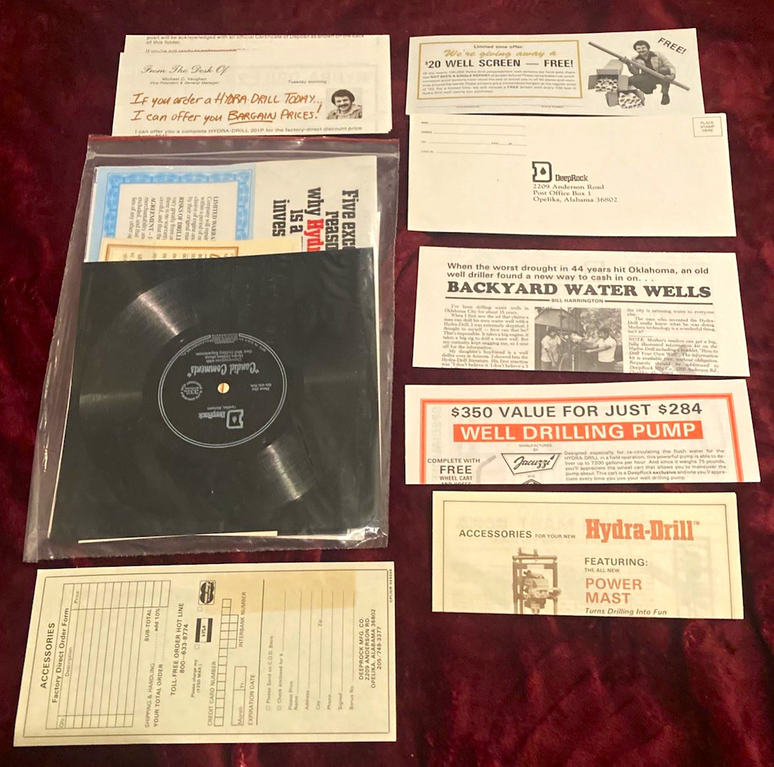 Vintage DeepRock Hydra Drill 1980s Advertising Ephemera W/ Large Poster & Record Vintage DeepRock Hydra Drill 1980s Advertising Ephemera W/ Large Poster & Record