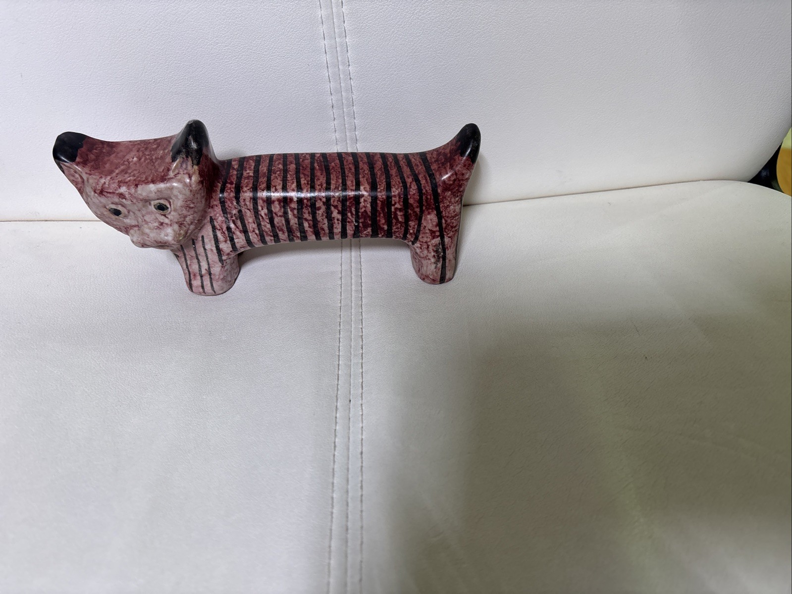 Vintage Italy Pottery Lazzaro 7.75 in Striped Standing Cat Figurine Signed