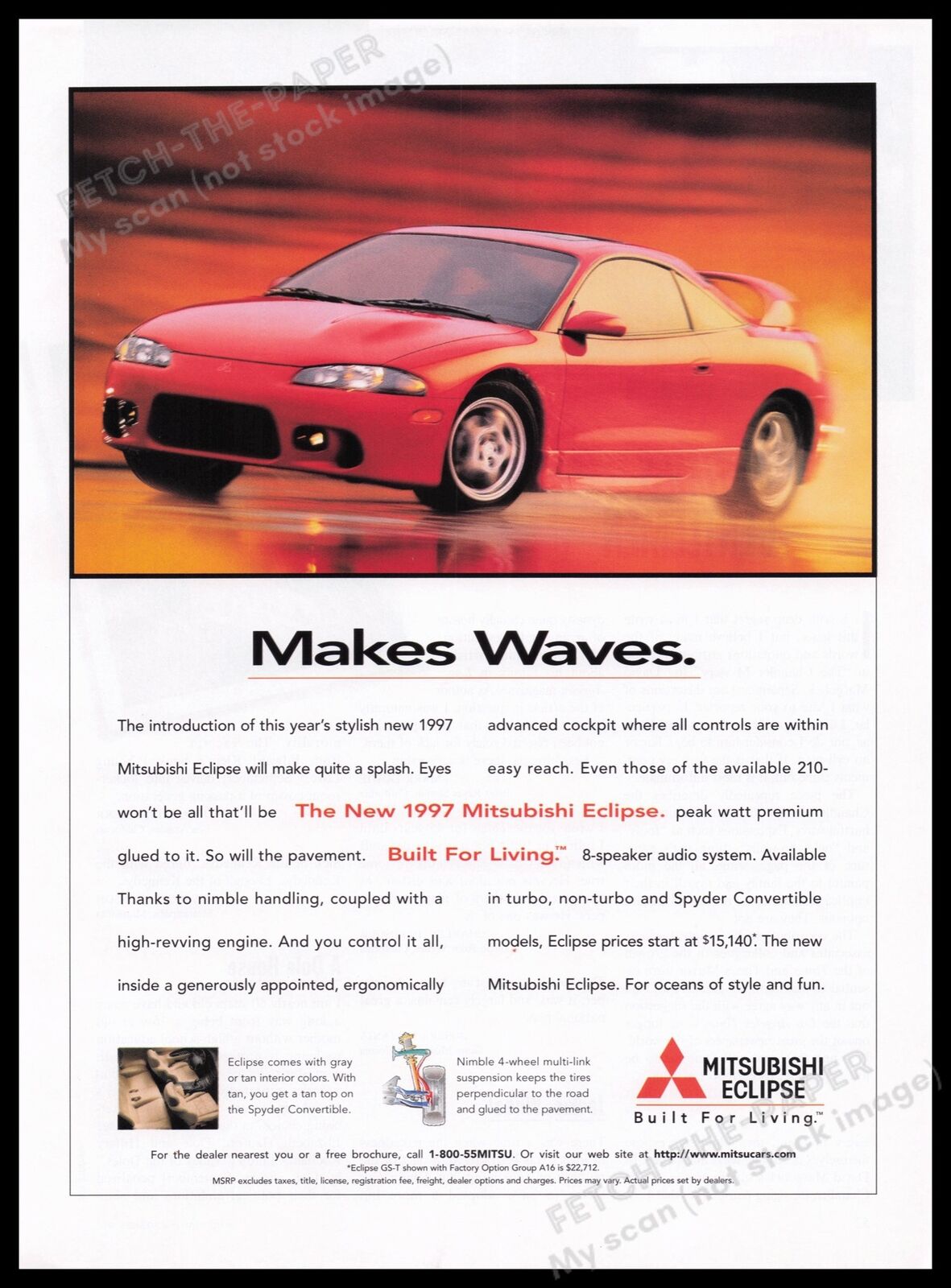 Mitsubishi Eclipse Car 1990s Print Advertisement Ad 1996 