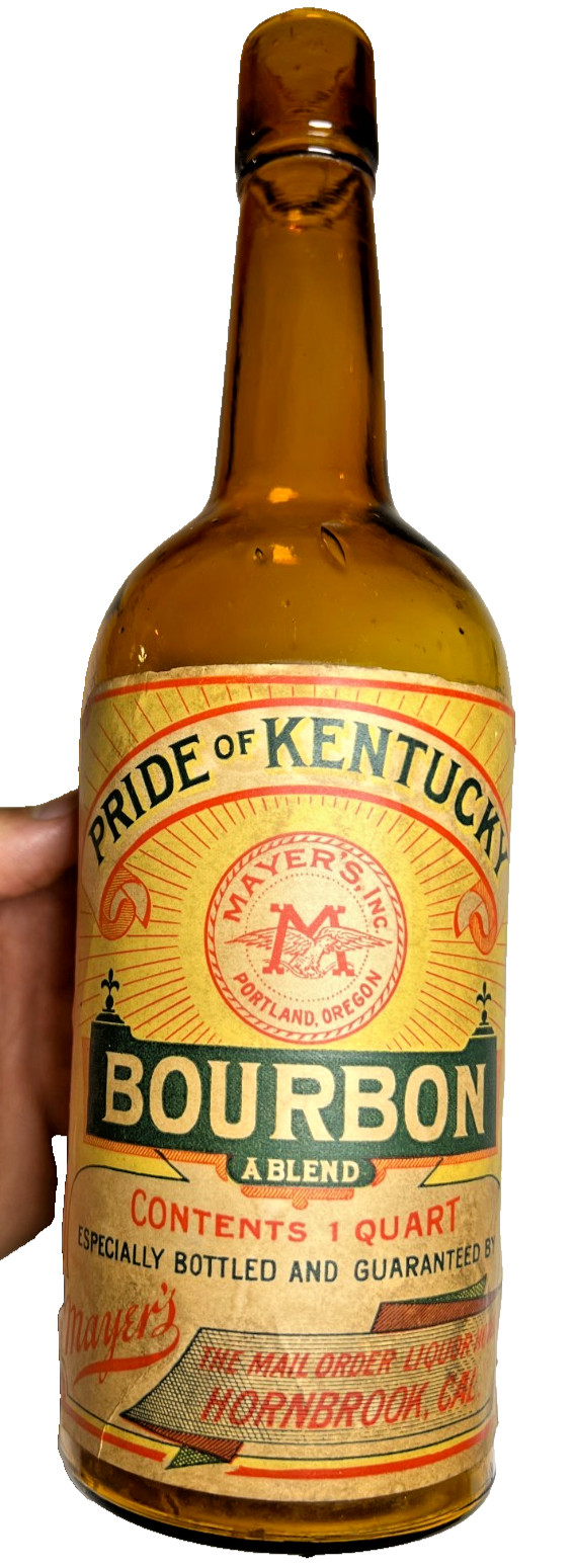 Antique Pride Kentucky Bourbon Bottle Labeled Mayer's Portland OR , Hornbrook CA