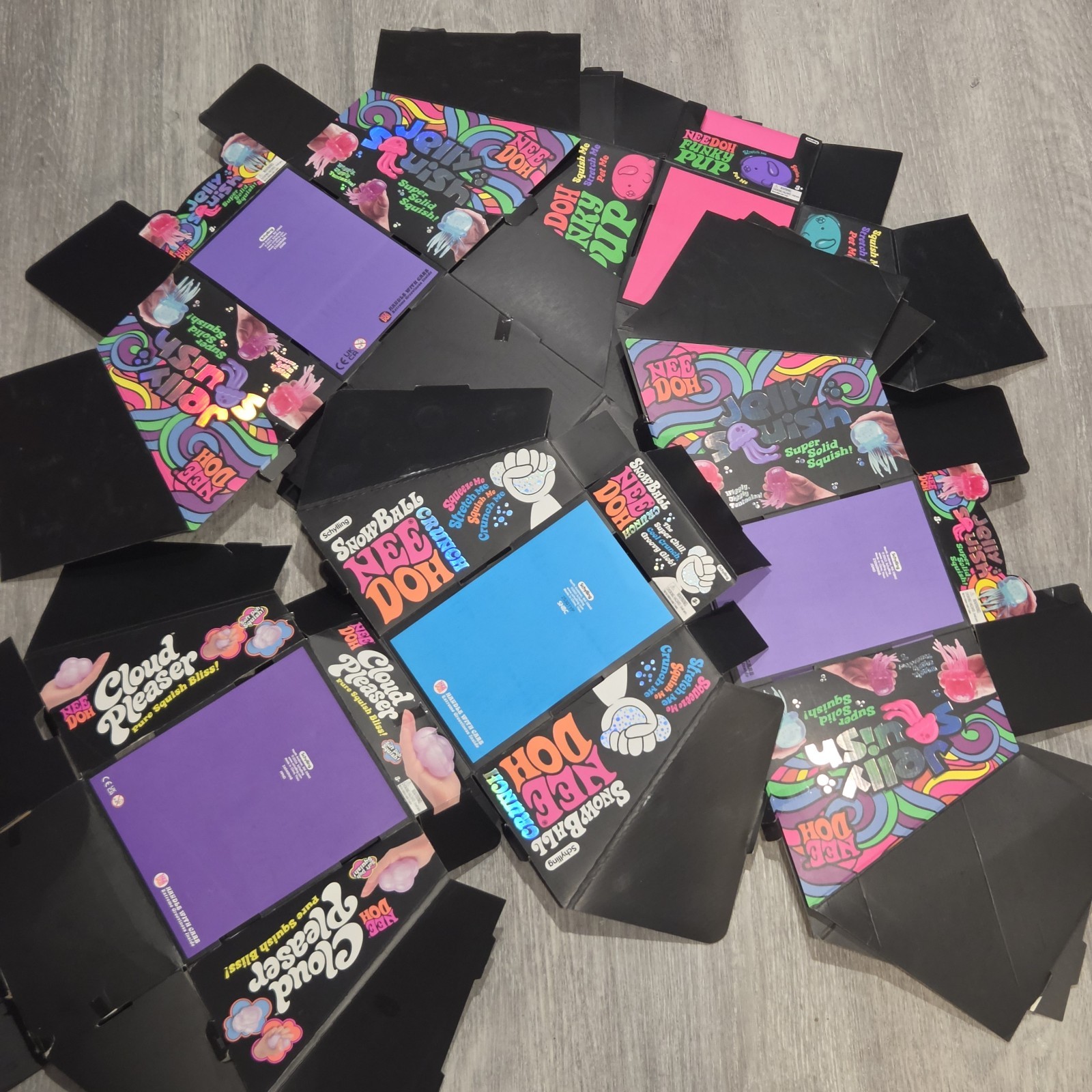 Lot Of 16 EMPTY Authentic Needoh Display Boxs Schylling Jelly Squish Splat Lot Of 16 EMPTY Authentic Needoh Display Boxs Schylling Jelly Squish Splat