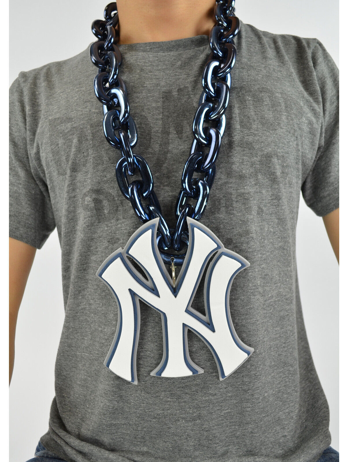 New MLB New York Yankees Navy Blue Fan Chain Necklace Foam