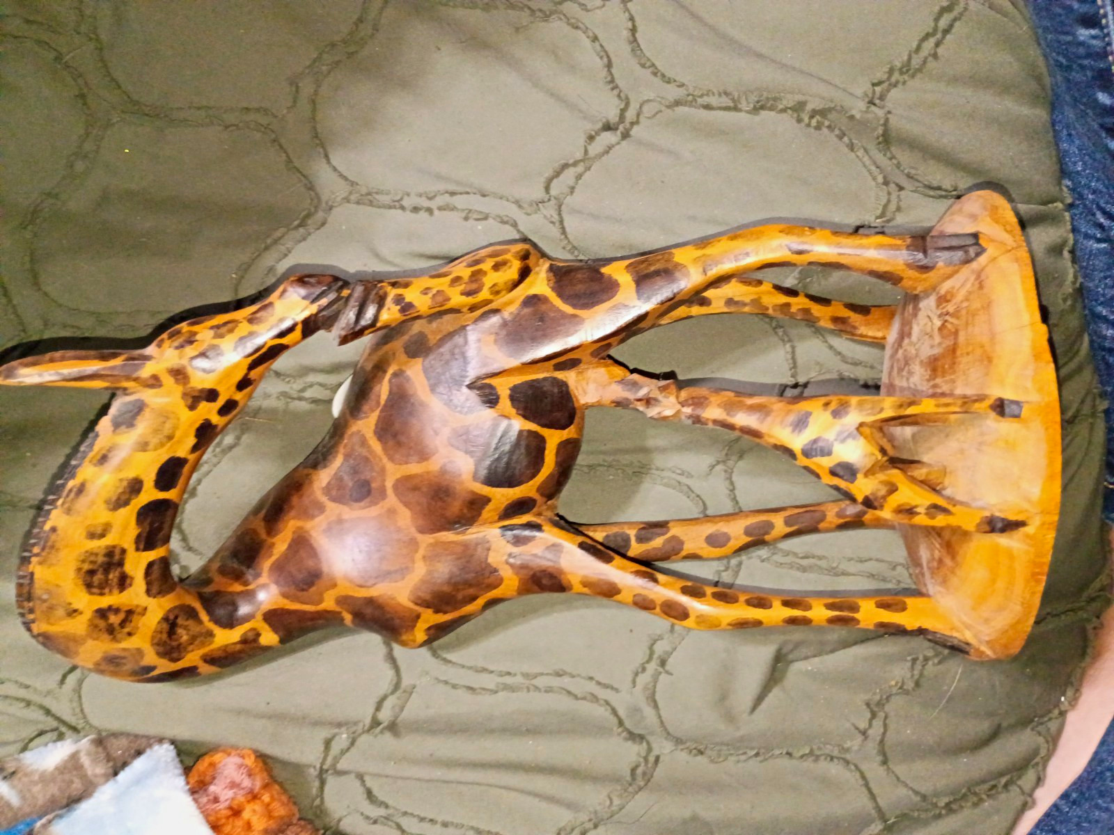 Hand Carved Wooden Giraffe Figurine Sculpture on Base, Giraffe Pattern Hand Carved Wooden Giraffe Figurine Sculpture on Base, Giraffe Pattern