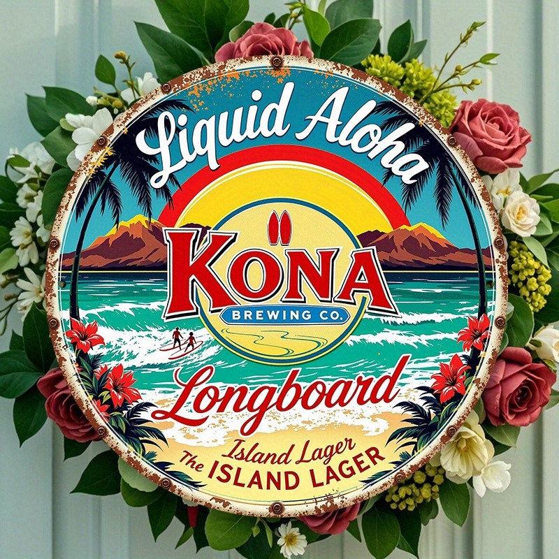 Vintage Kona Brewing Surf Beer Aluminum - 8x8 Tropical Beach Tin Metal Signs Vintage Kona Brewing Surf Beer Aluminum - 8x8 Tropical Beach Tin Metal Signs