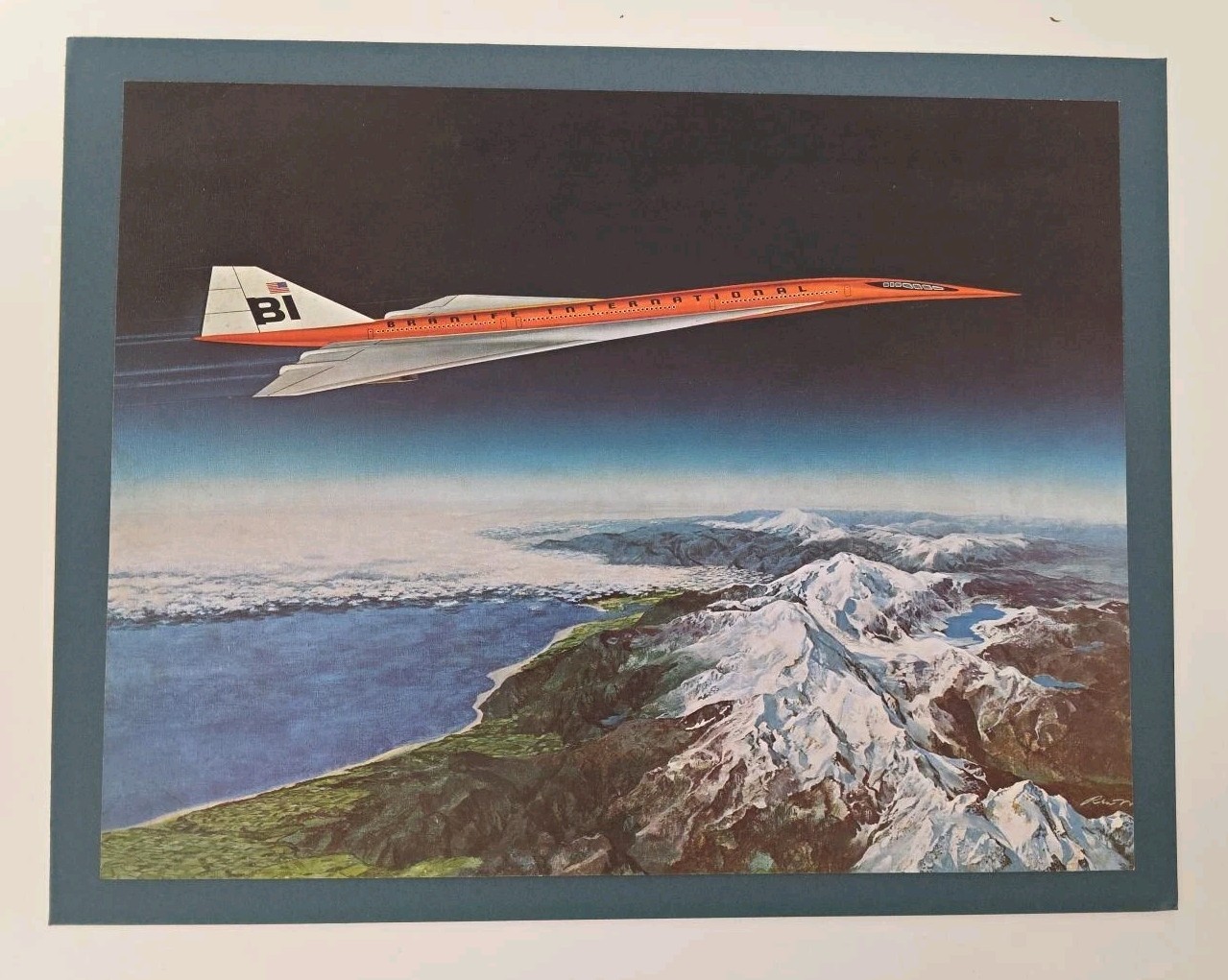 Vintage Braniff International Concorde SST Offset Lithograph Aviation Print Vintage Braniff International Concorde SST Offset Lithograph Aviation Print