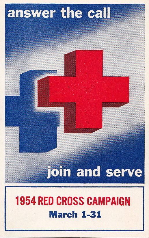 Postcard Patriotic Answer the Call Join + Serve 1954 Red Cross Campaign March
