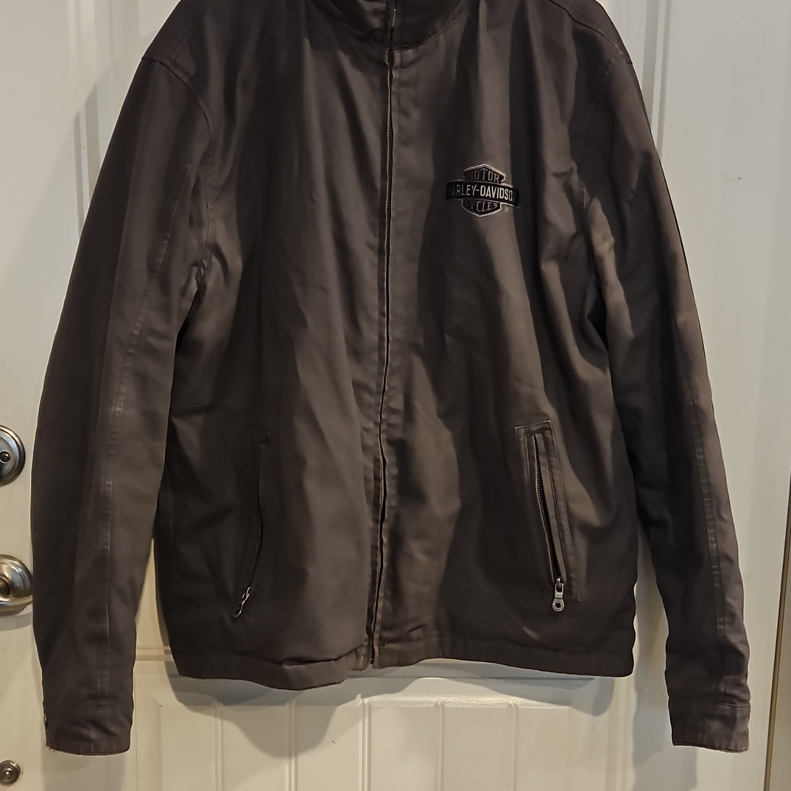 Harley-Davidson Authentic Men\'s Reversable Jacket Large Black Gray Skull Logo Harley-Davidson Authentic Men\'s Reversable Jacket Large Black Gray Skull Logo