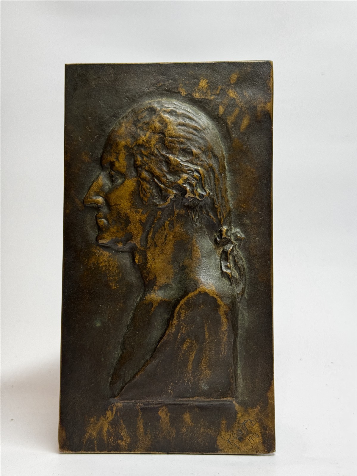 Antique 1913 Signed George Washington Repoussé Copper Plaque Arts Crafts