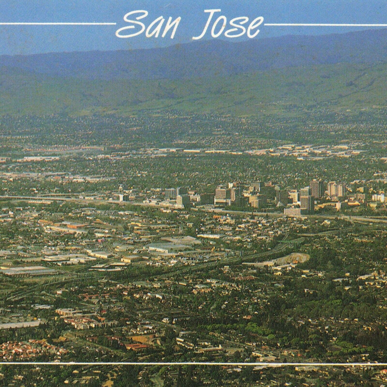 Postcard CA San Jose Aerial View Santa Clara Valley Silicon Valley Santa Cruz
