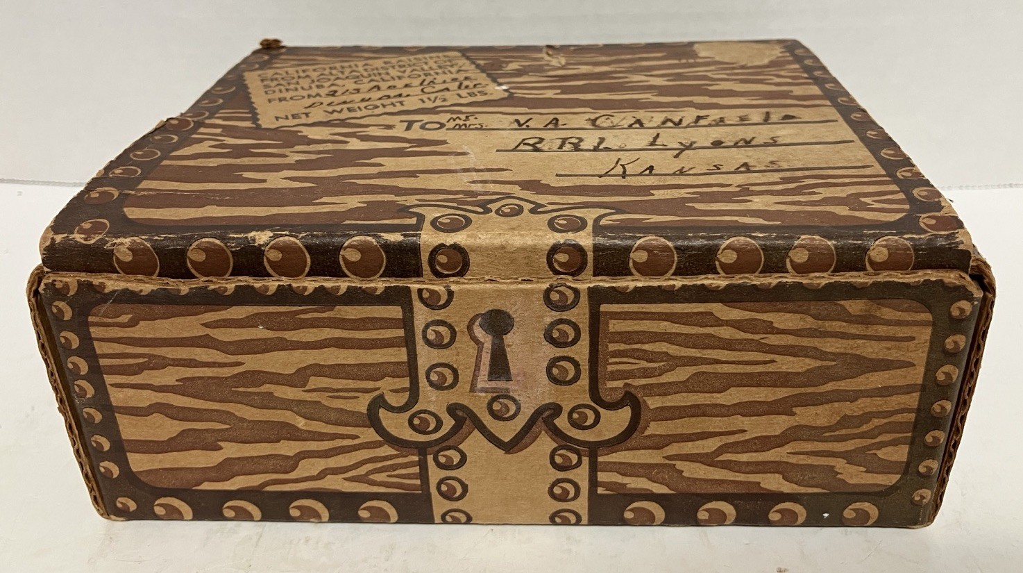 Real California Raisins Cardboard Gift Shipping Box San Joaquin Valley Vtg