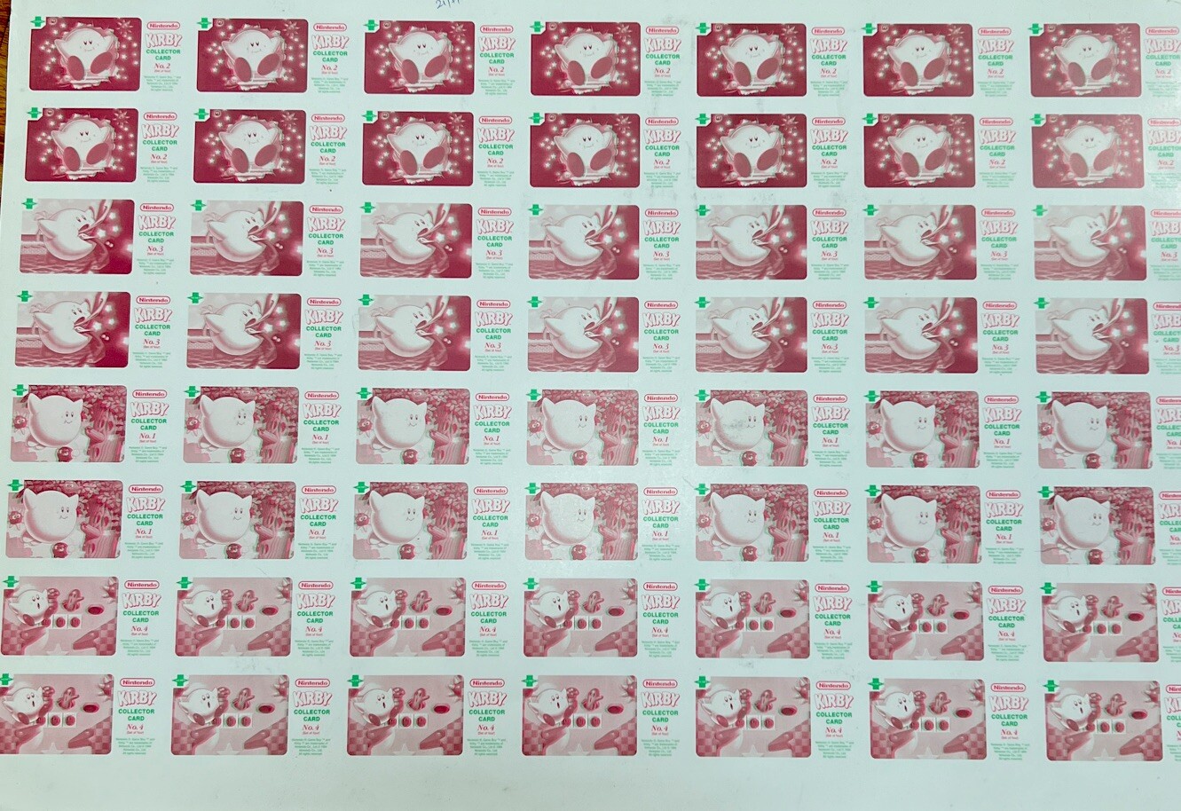 So Rare 1995 Jacob's Bakery Kirby 3D Cards FULL UNCUT CARD SHEET 1-4 NOS SO RARE So Rare 1995 Jacob's Bakery Kirby 3D Cards FULL UNCUT CARD SHEET 1-4 NOS SO RARE