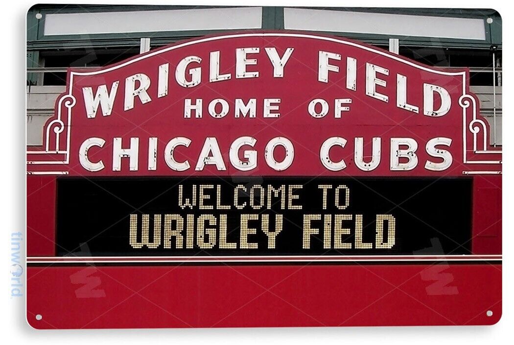 TIN SIGN Wrigley Field Chicago Cubs Baseball Field Sign A192